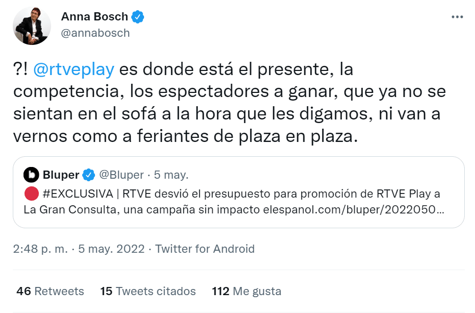Tweet de Anna Bosch