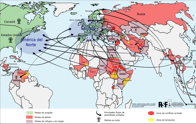 Mapa Reporteros sin fronteras