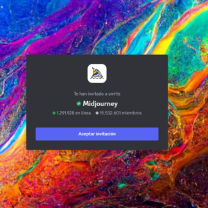 Invitación Discord para Midjourney