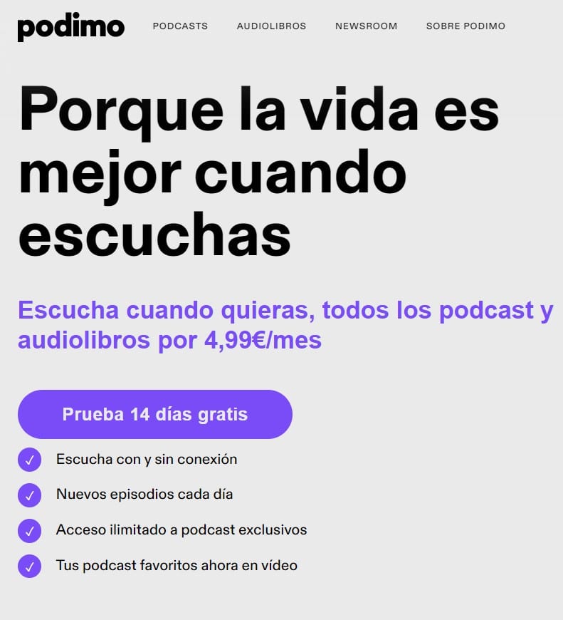 Podimo plan y contenido