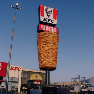 KFC transforma los tótems de sus restaurantes en kebabs gigantes para presentar su nuevo döner